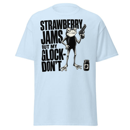 Strawberry Jams But My Glock Don't Frog T-Shirt - Light Blue - TeeRipple