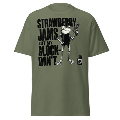 Strawberry Jams But My Glock Don't Frog T-Shirt - Military Green - TeeRipple