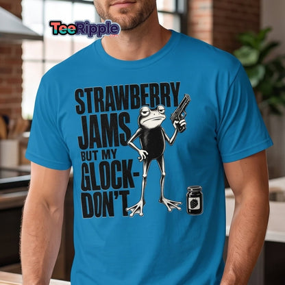 Strawberry Jams But My Glock Don't Frog T-Shirt - Red - TeeRipple