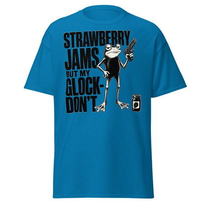 Strawberry Jams But My Glock Don't Frog T-Shirt - Sapphire - TeeRipple