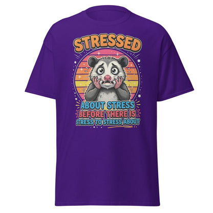 Stressed Opossum Funny T-Shirt – Anxiety Humor Tee - Purple - TeeRipple