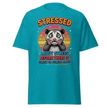 Stressed Opossum Funny T-Shirt – Anxiety Humor Tee - Tropical Blue - TeeRipple