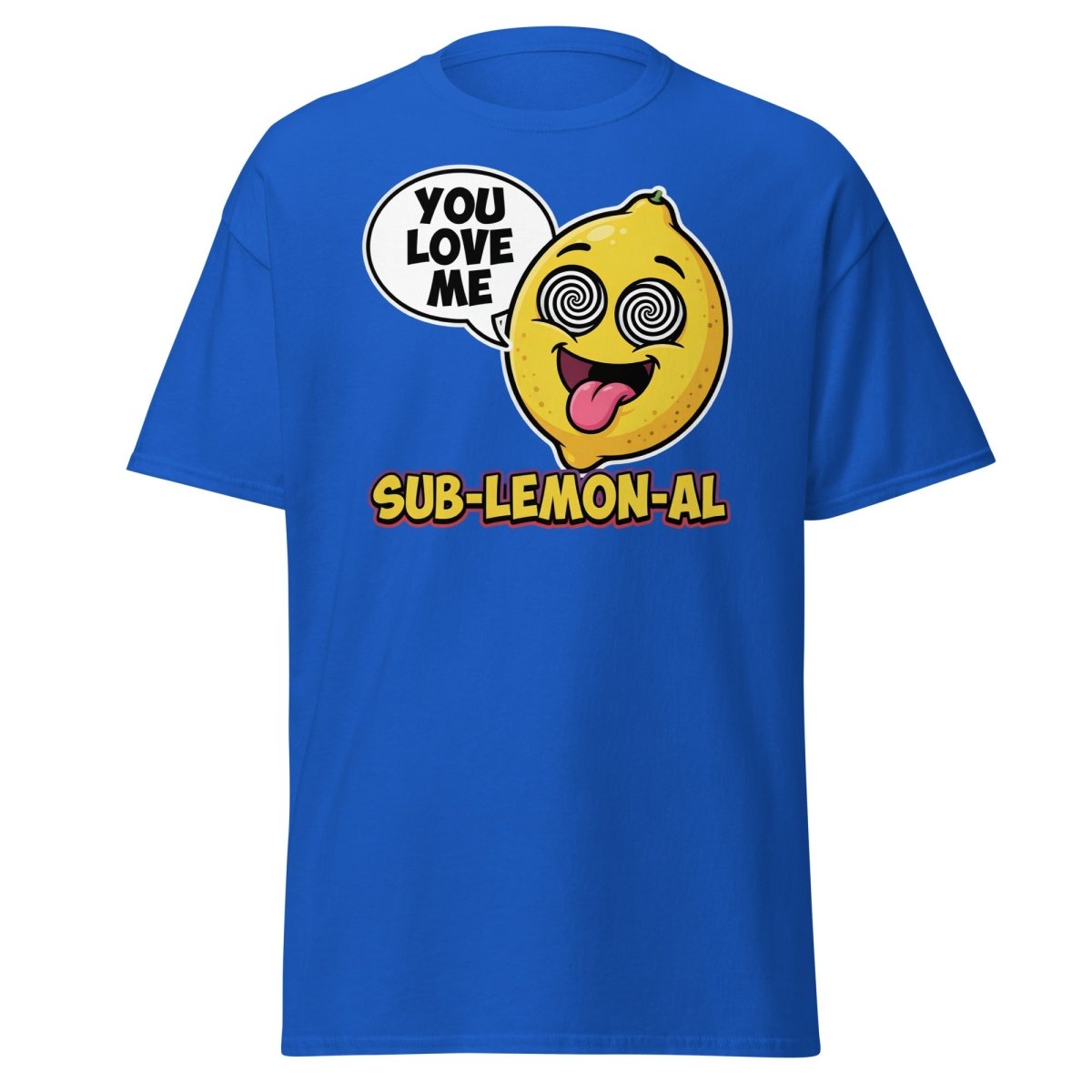 Sub - Lemon - Al Funny Lemon T-Shirt | Subliminal Pun Tee - Royal - TeeRipple