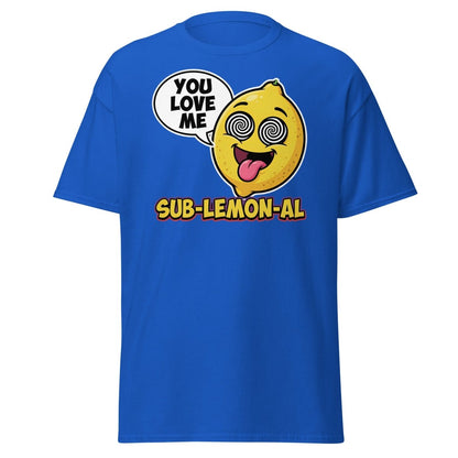 Sub - Lemon - Al Funny Lemon T-Shirt | Subliminal Pun Tee - Royal - TeeRipple