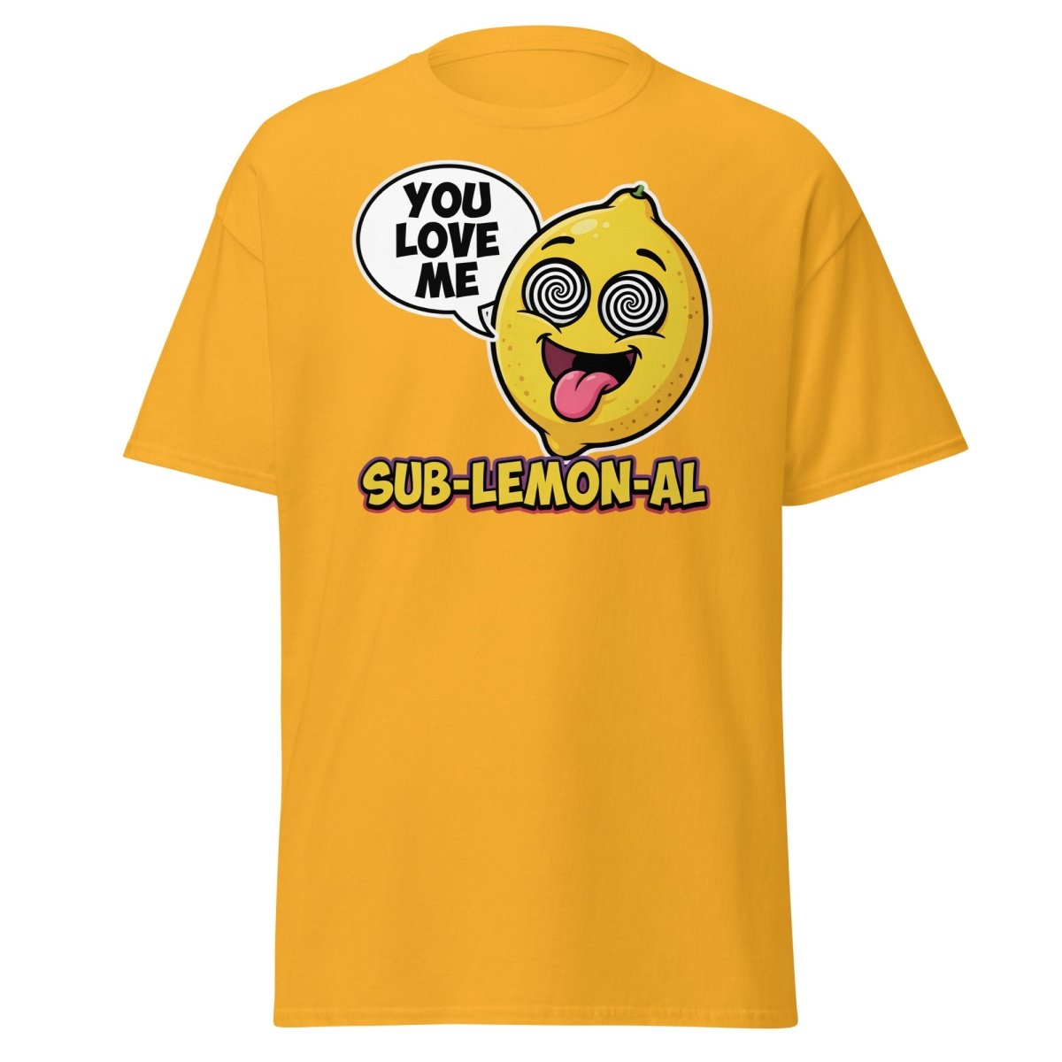 Sub - Lemon - Al Funny Lemon T-Shirt | Subliminal Pun Tee - Gold - TeeRipple