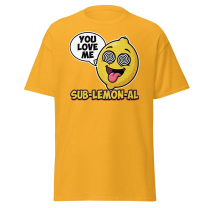 Sub - Lemon - Al Funny Lemon T-Shirt | Subliminal Pun Tee - Gold - TeeRipple
