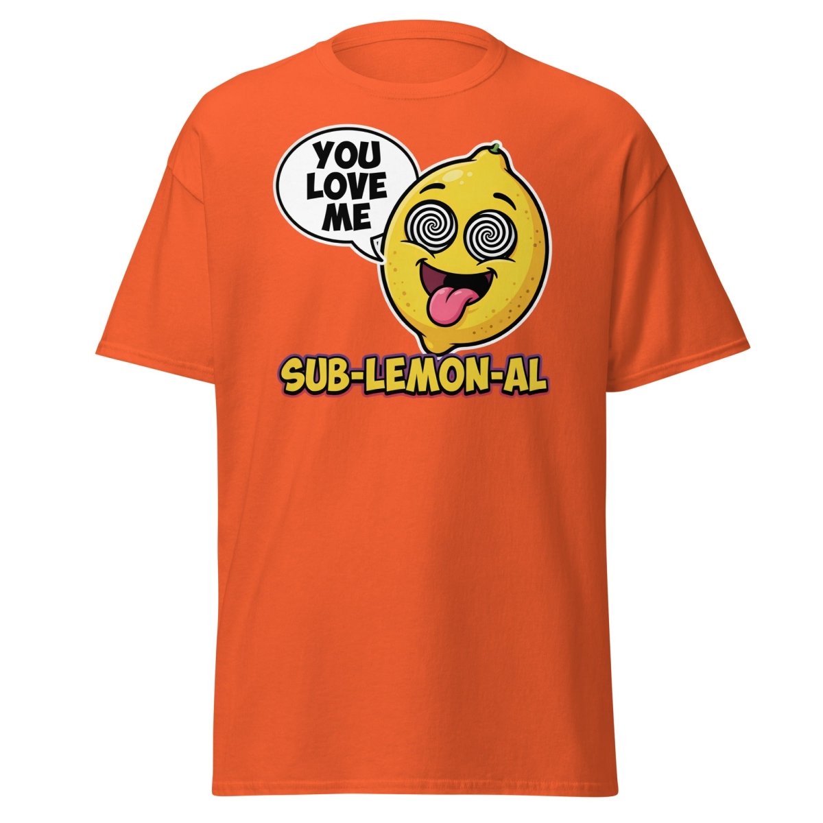 Sub - Lemon - Al Funny Lemon T-Shirt | Subliminal Pun Tee - Orange - TeeRipple