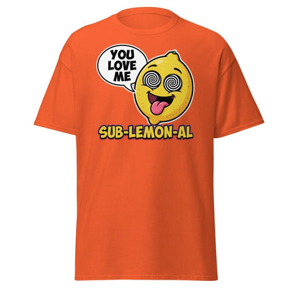 Sub - Lemon - Al Funny Lemon T-Shirt | Subliminal Pun Tee - Orange - TeeRipple