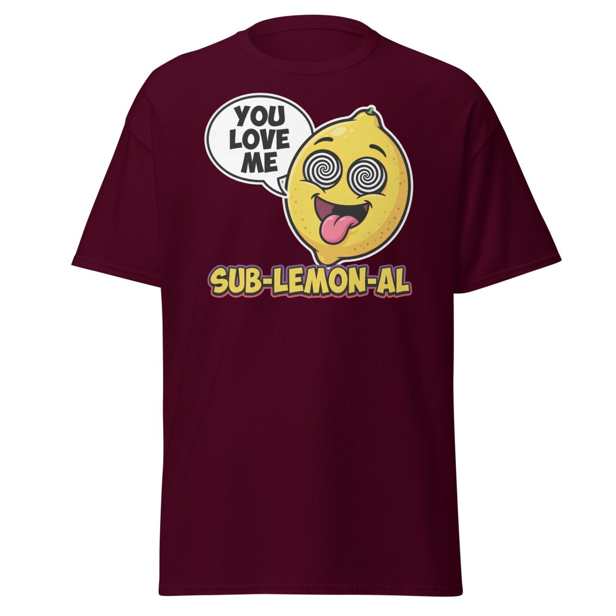 Sub - Lemon - Al Funny Lemon T-Shirt | Subliminal Pun Tee - Maroon - TeeRipple