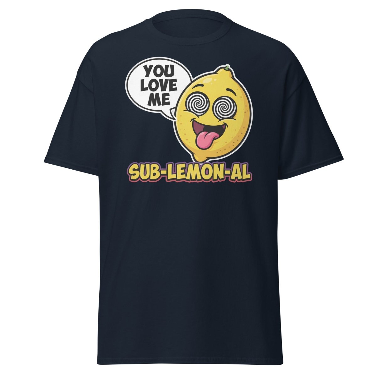 Sub - Lemon - Al Funny Lemon T-Shirt | Subliminal Pun Tee - Navy - TeeRipple