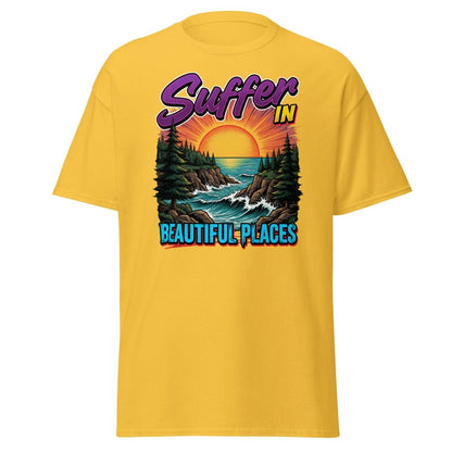 Suffer In Beautiful Places T-Shirt - Sunset Cliff Adventure Tee - Daisy - TeeRipple