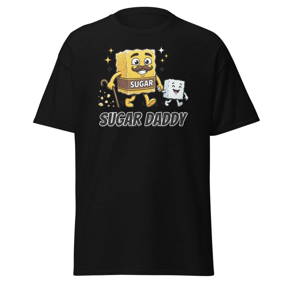 Sugar Daddy T-Shirt Funny Cartoon Sugar Cube Tee - Black - TeeRipple