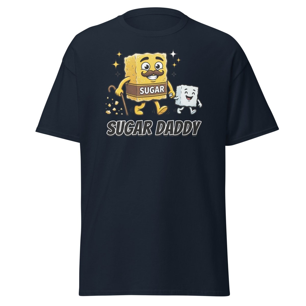 Sugar Daddy T-Shirt Funny Cartoon Sugar Cube Tee - Navy - TeeRipple