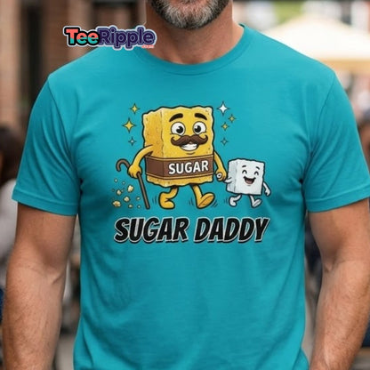 Sugar Daddy T-Shirt Funny Cartoon Sugar Cube Tee - Maroon - TeeRipple