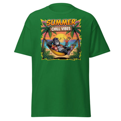 Summer Chill Vibes Gorilla T-Shirt - Turf Green - TeeRipple