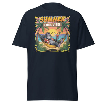 Summer Chill Vibes Gorilla T-Shirt - Navy - TeeRipple