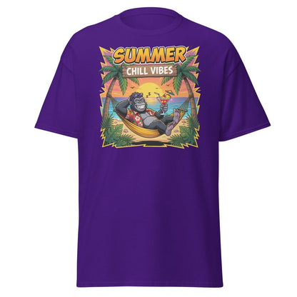 Summer Chill Vibes Gorilla T-Shirt - Purple - TeeRipple