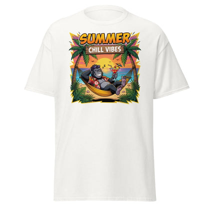 Summer Chill Vibes Gorilla T-Shirt - White - TeeRipple