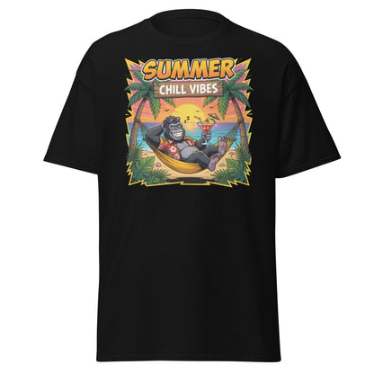 Summer Chill Vibes Gorilla T-Shirt - Black - TeeRipple