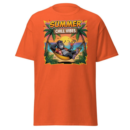 Summer Chill Vibes Gorilla T-Shirt - Orange - TeeRipple
