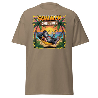 Summer Chill Vibes Gorilla T-Shirt - Brown Savana - TeeRipple
