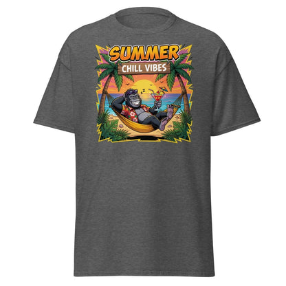 Summer Chill Vibes Gorilla T-Shirt - Dark Heather - TeeRipple