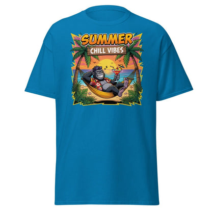 Summer Chill Vibes Gorilla T-Shirt - Sapphire - TeeRipple