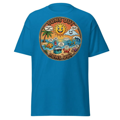Suns Out Puns Out Funny Beach Pun T-Shirt - Sapphire - TeeRipple