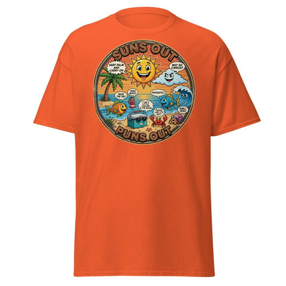 Suns Out Puns Out Funny Beach Pun T-Shirt - Orange - TeeRipple
