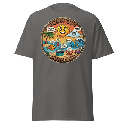 Suns Out Puns Out Funny Beach Pun T-Shirt - Charcoal - TeeRipple