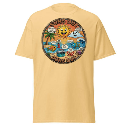 Suns Out Puns Out Funny Beach Pun T-Shirt - Yellow Haze - TeeRipple