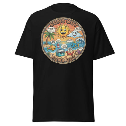 Suns Out Puns Out Funny Beach Pun T-Shirt - Black - TeeRipple