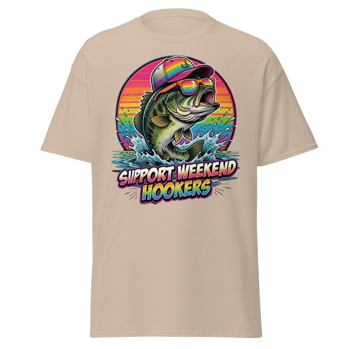 Support Weekend Hookers Funny Fishing T-Shirt - Sand - TeeRipple