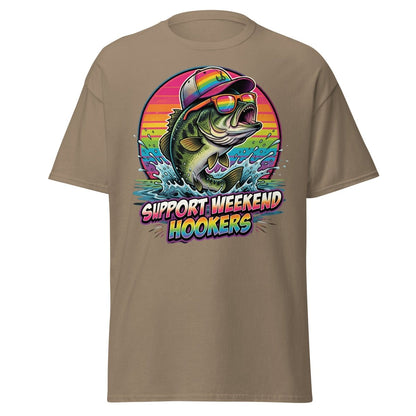 Support Weekend Hookers Funny Fishing T-Shirt - Brown Savana - TeeRipple