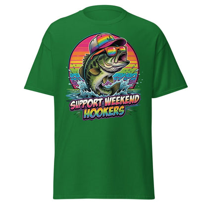 Support Weekend Hookers Funny Fishing T-Shirt - Turf Green - TeeRipple