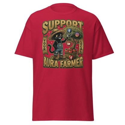 Support Your Local Aura Farmer Funny Cat T-Shirt - Cardinal - TeeRipple
