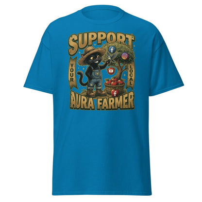 Support Your Local Aura Farmer Funny Cat T-Shirt - Sapphire - TeeRipple
