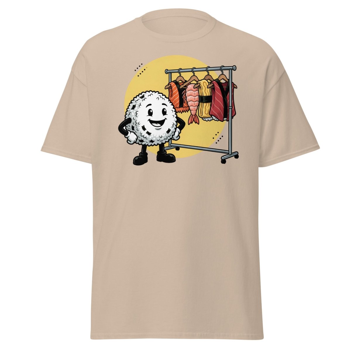 Sushi Roll Model Funny Cartoon T-Shirt - Sushi Fashion Tee - Sand - TeeRipple