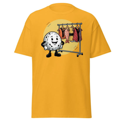 Sushi Roll Model Funny Cartoon T-Shirt - Sushi Fashion Tee - Gold - TeeRipple