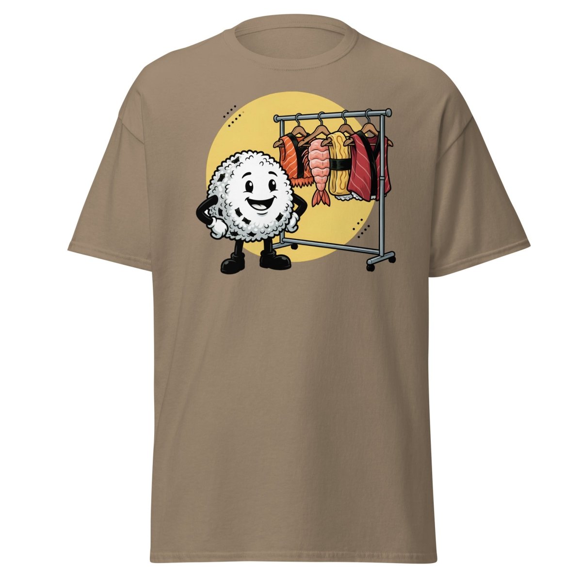 Sushi Roll Model Funny Cartoon T-Shirt - Sushi Fashion Tee - Brown Savana - TeeRipple