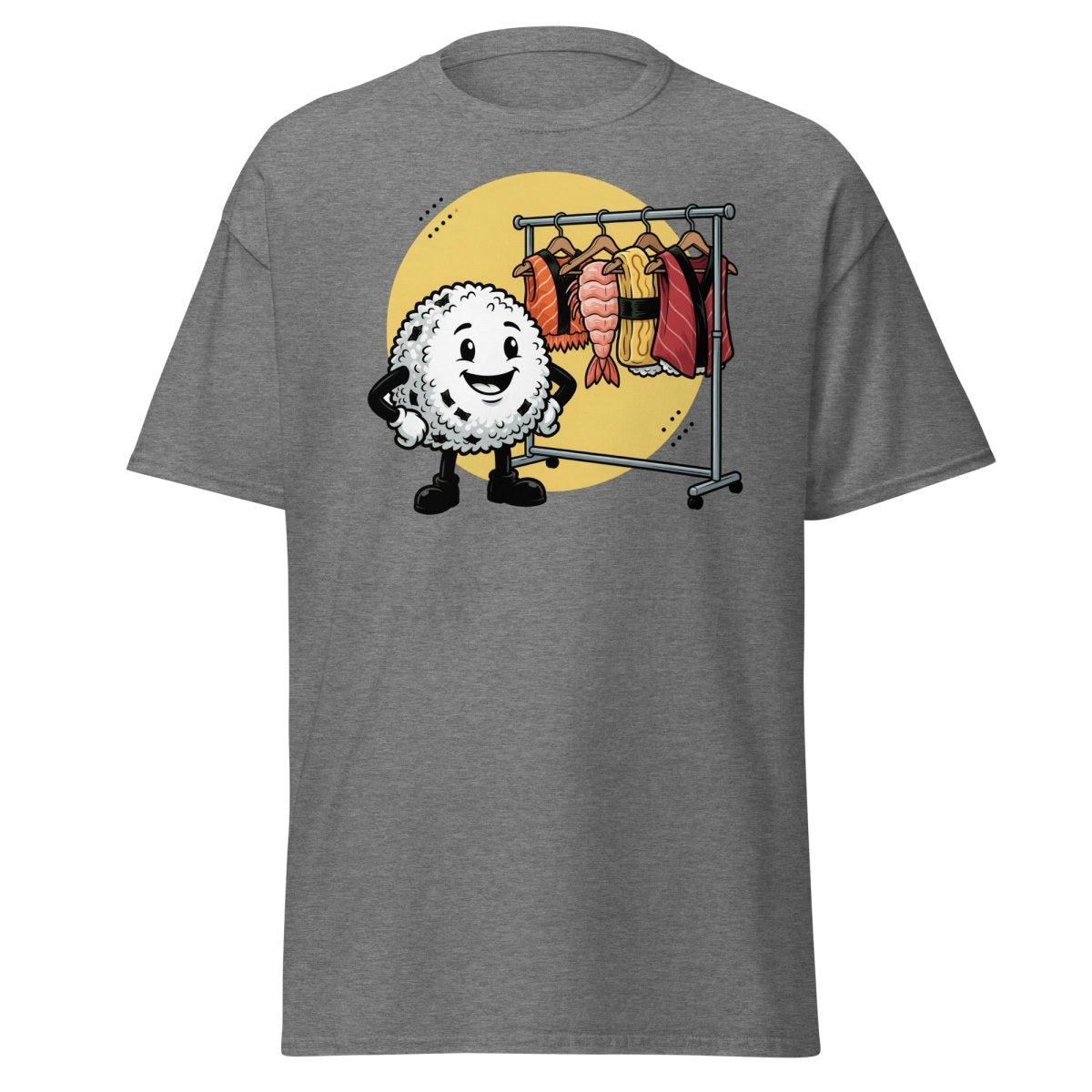 Sushi Roll Model Funny Cartoon T-Shirt - Sushi Fashion Tee - Graphite Heather - TeeRipple