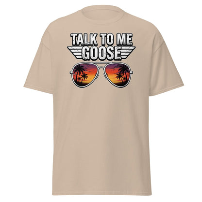 Talk to Me Goose T-Shirt | Top Gun Aviator Sunset Tee - Sand - TeeRipple