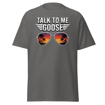 Talk to Me Goose T-Shirt | Top Gun Aviator Sunset Tee - Charcoal - TeeRipple
