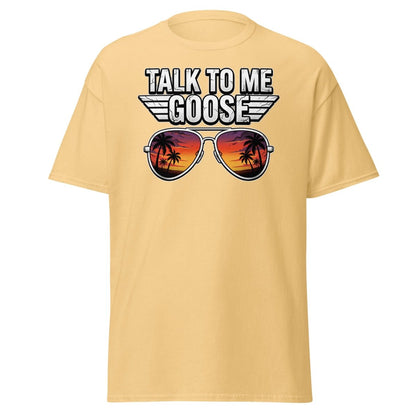 Talk to Me Goose T-Shirt | Top Gun Aviator Sunset Tee - Yellow Haze - TeeRipple