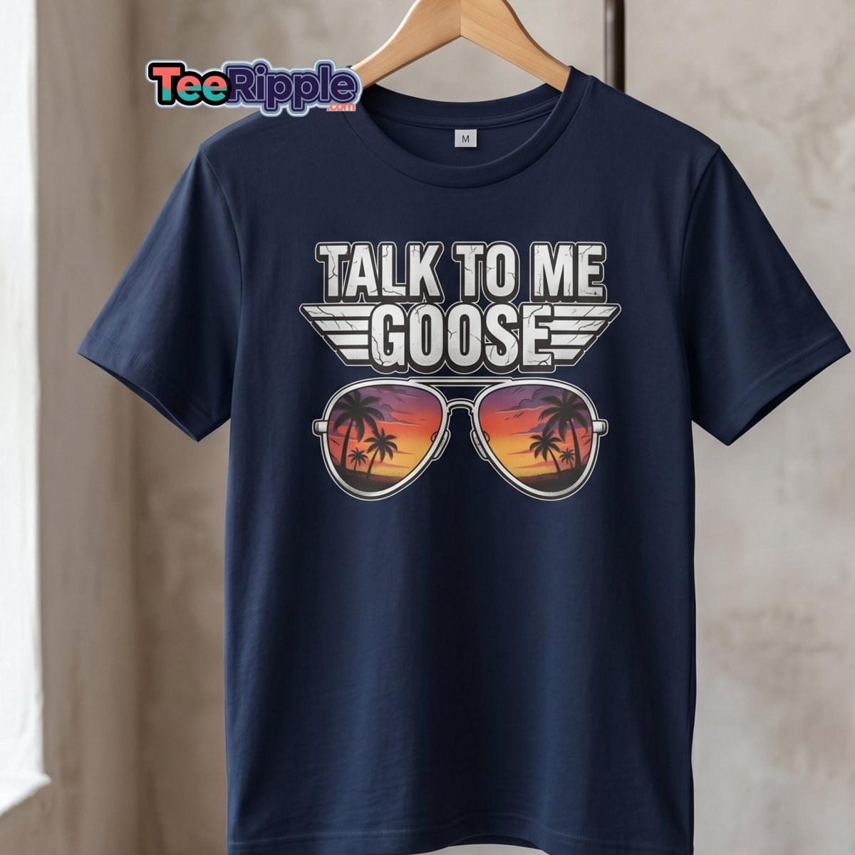Talk to Me Goose T-Shirt | Top Gun Aviator Sunset Tee - Maroon - TeeRipple