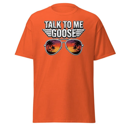 Talk to Me Goose T-Shirt | Top Gun Aviator Sunset Tee - Orange - TeeRipple