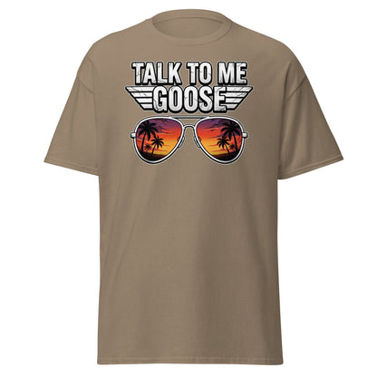 Talk to Me Goose T-Shirt | Top Gun Aviator Sunset Tee - Brown Savana - TeeRipple