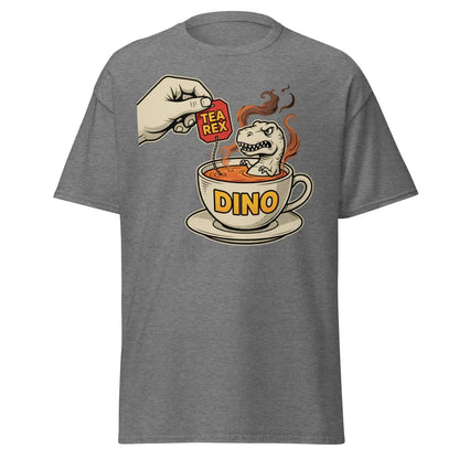 Tea Rex T-Shirt - Funny Dinosaur Pun Tee - Graphite Heather - TeeRipple