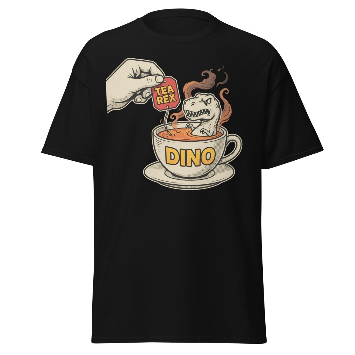 Tea Rex T-Shirt - Funny Dinosaur Pun Tee - Black - TeeRipple