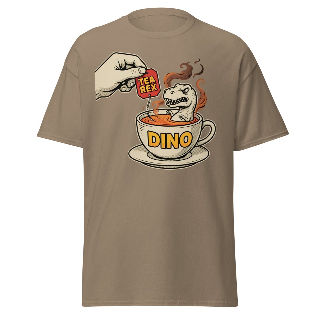 Tea Rex T-Shirt - Funny Dinosaur Pun Tee - Brown Savana - TeeRipple